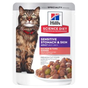 Hill's Science Diet Adult Sensitive Stomach & Skin Salmon & Tuna Canned Cat Food, 2.8 oz (Pack 2)