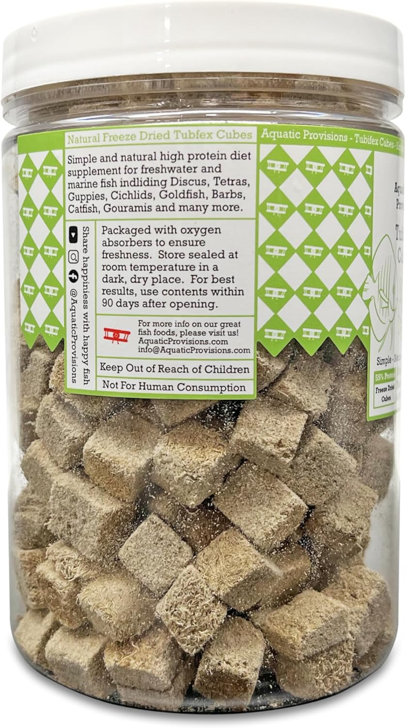 Freeze Dried Tubifex Cubes 3 oz, Fish Food for Freshwater and Marine Aquarium Fish - Image 3