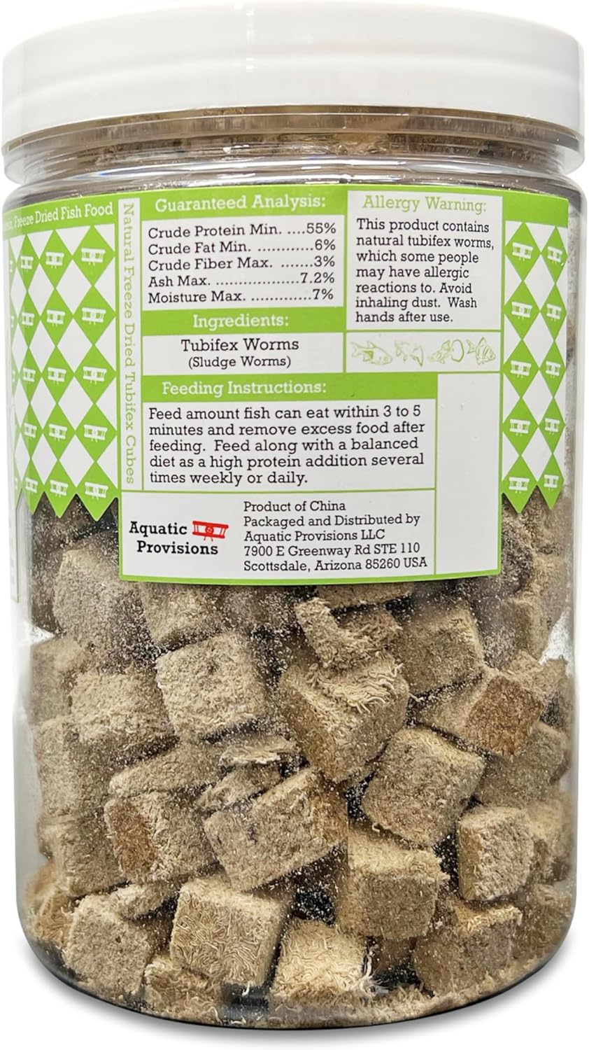 Freeze Dried Tubifex Cubes 3 oz, Fish Food for Freshwater and Marine Aquarium Fish - Image 2